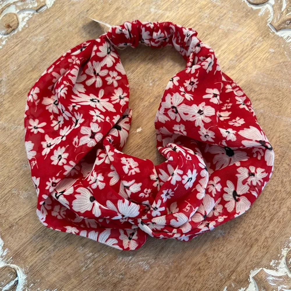 Anthropologie Headband in Red Floral Motif. Brand new!